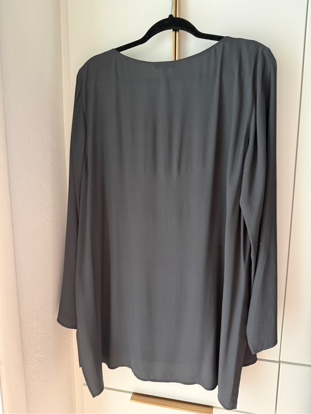 Eileen Fisher Charcoal Gray Long-Sleeve Tunic - Picture 3 of 4
